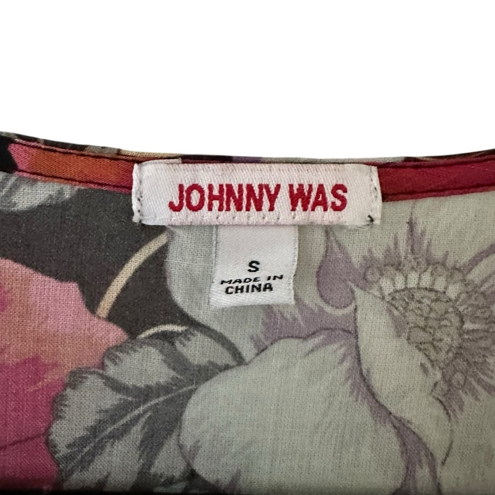 Johnny Was Multicolor Naomi Peace Ruffled Tiered Floral Midi Dress Boho Sz Small - Picture 11 of 12